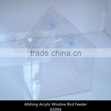 Wholesale Acrylic Window Bird Feeder House with Sliding Feed Tray and Industrial Strength Suction Cups/Plastic bird feeder 004