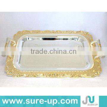 Luxury Silver and Gloden Wedding Tray Serving with Handle