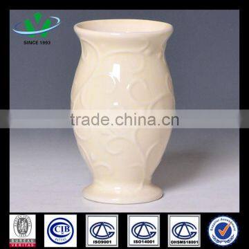 milky carved porcelain vintage vase for hotel decor