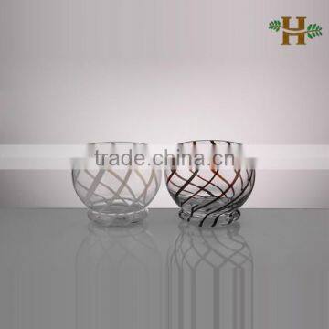 Handmade small sphere shaped wrapped line glass fish bowl