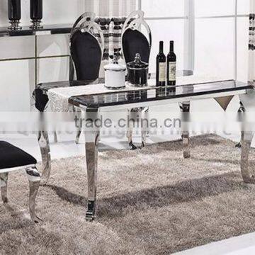 Simple Stainless Steel 4 Legs Dining Table Set photo-2