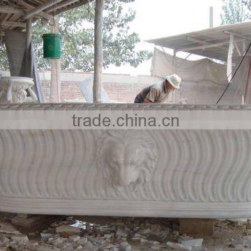 Half Hand Carved Free Standing Marble Stone Bathtub photo-5
