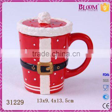 Christmas gift red ceramic sublimation mug with lid