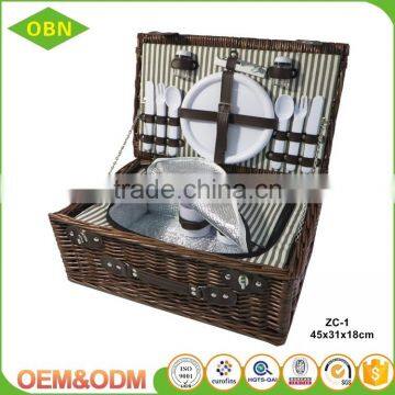 2017 New Design Hot Selling Outdoor Camping Empty Willow Wicker Picnic Basket for Two Person photo-2