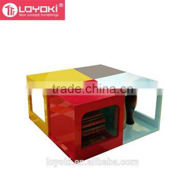 New Design Colorful Wood Sofa Side Table Multifunction Assembly Cube Bookshelf High Quality Glossy MDF Wood Coffee Table photo-6