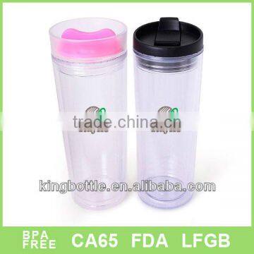 Double wall clear acrylic travel coffee mug