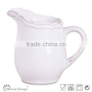 2015 Delicate White Emboss Crockery Stoneware Houseware Dots Pattern Pitcher photo-3