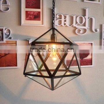 Handmade Geometric Stained Glass Hanging Lamp Pendant Light