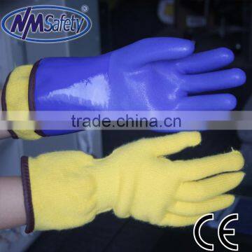 NMSAFETY 13g blue PVC glove triple dipping chemical resistance gloves /safety gloves