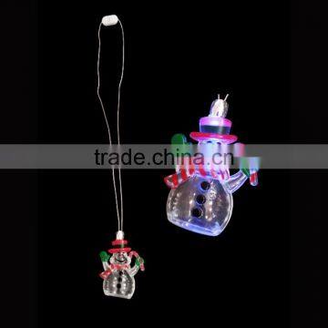 Direct factory cheap wholesale custom party event plastic snoman pedant led flashinglight christmas holiday string rnecklace