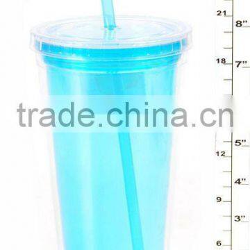 plastic drinking cup with straw