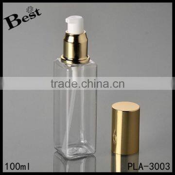 120ml Clear Cosmetic Skin Care Lotion Serum Square Pet Bottle Silver Aluminum Pump Pet Plastic Bottle Best Sellers photo-4