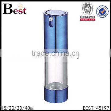 new products fancy high quality cosmetic plastic bottle blue UV pump airless bottle cosmetic lotion serum cream cost price