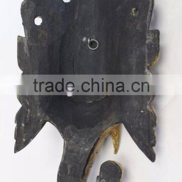Hand Crafted Wooden Mask of Hindu Lord Ganesh Wall Hanging Made In Nepal photo-4
