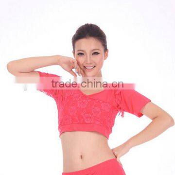 Cheap Short Sleeve Lace Crop Top for Dance JYS67 photo-5