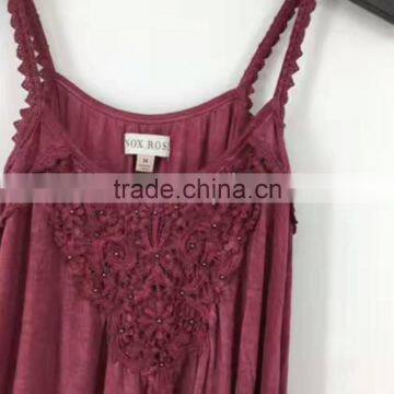 Women Hot Sell Stocklots Branded Garment Wash Sexy Lace Tank Top photo-2
