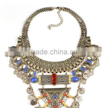 Vintage Alloy Blue Resin Collar Necklace for Womens photo-4