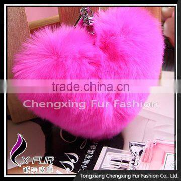 CX-R-46 Shape Of Love Heart Key Chain Rex Rabbit Fur Custom Keychain photo-5