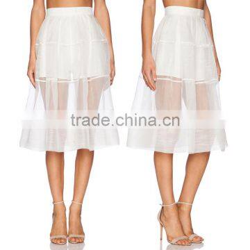 MGOO Top Sale Skirt Factory Sexy Transparent Skirts For Women White Organza High Waist Skirts 15145A253 photo-2