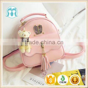 backpack girls pink school books bags kids PU bags rabbit head