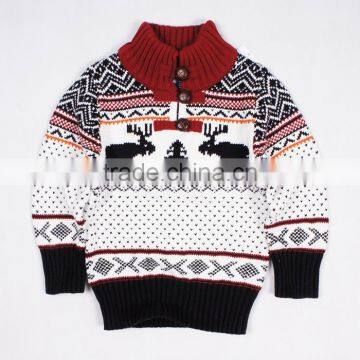 Kids Merry Xmas Winter Turtleneck Sweater Jacquard Reindeer Pattern Jumper photo-2