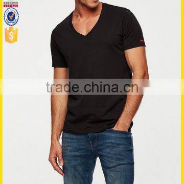 Cheapest good quality V-neck men's plain cotton t shirt