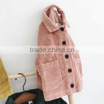 1-6 Years 2017 New Wholesale Autumn Full Sleeves Solid Corduroy Kids Boys Girls Coats (pick Size Color) photo-2