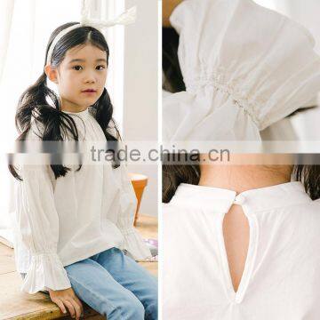 S17593A Autumn White Ruffle Long Sleeve Girls Tops And Blouses photo-5