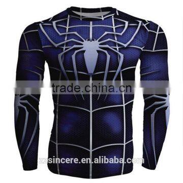 Men's Compression polyster T-shirt Superhero Running Cycling Base Tee Tops