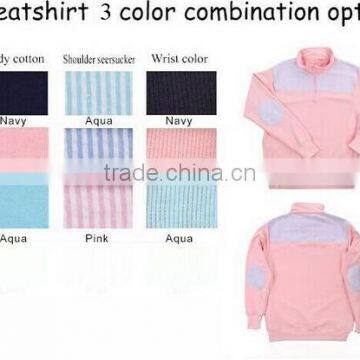 Quarter Zip Pink Monogrammed Seersucker Pullover Sweatshirt photo-3