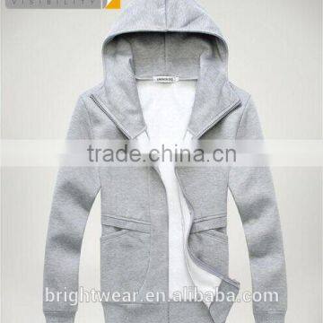 Casual fleece sweatshirt with zipper and hood for man