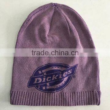 Embroidered logo customized spandex/cotton knitted beanie hat