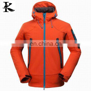 2016 men's orange outdoor waterproof winter softshell jacket