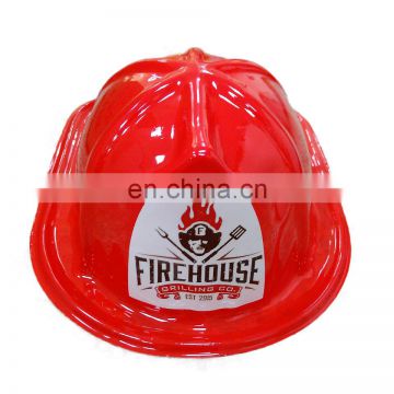 Popular wholesale funny plastic red fire hat custom logo PVC fireman hat for carnival MFJ-0027