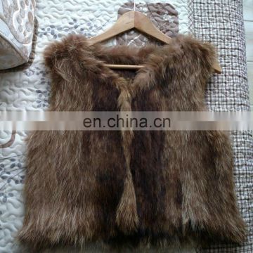 knitted raccoon fur mini vest for women wear