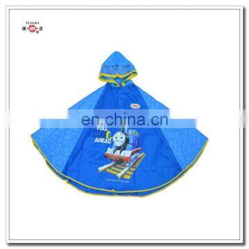 water resistant blue pvc kids hooded rain cape