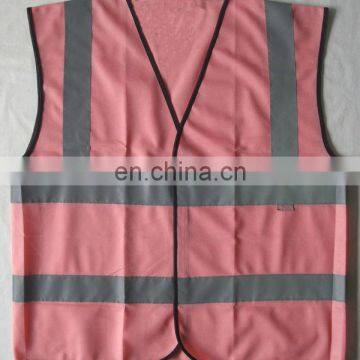 hi-vis pink safety vest/womens pink safety vests with zipper/pink reflective safety vest