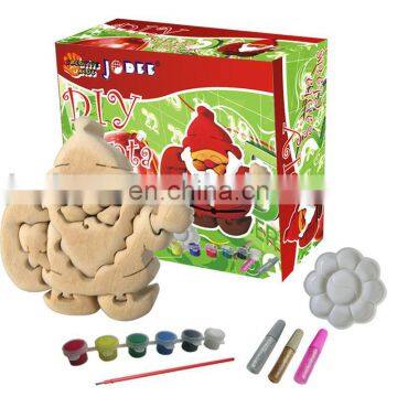 DIY Painting wooden toy for christmas santa claus with color paint