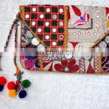 hippie banjara hand clutch bag wholesale supplier mirror bag indian coins bag top quality indian style backpack bag