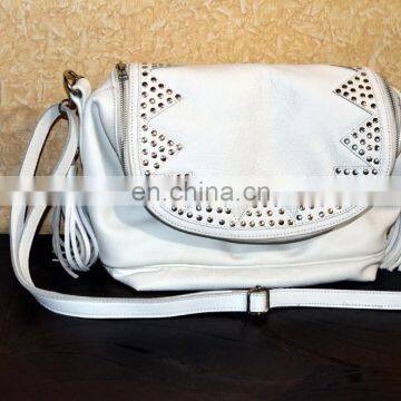 WHITE LEATHER LADIES HANDBAG FASHION LEATHER HANDBAG FANCY LEATHER BAG