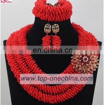 2017 African wedding jewelry set handmade party accesorries jewelry beads coral necklace sets