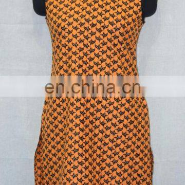 orange colour print kurti