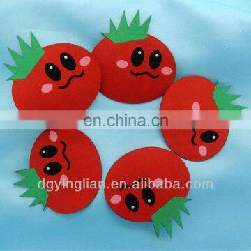 Red Tomato Shape Damask with Plastic Backing Woven Badge Labels