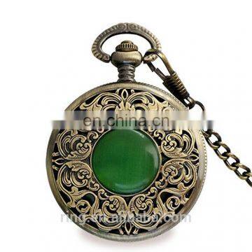 Western Classical Mechanical Gemstone Pocket Necklace Watch
