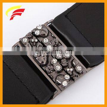 50mm Skull zinc alloy ( zamak ) joint buckle with rhinestones for sewing on women's belt