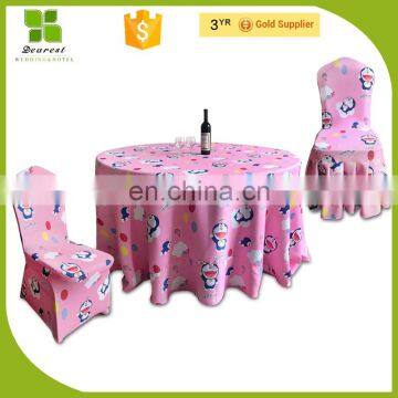Lovely children cartoon pattern doraemon baby birthday party chair covers and table clothes