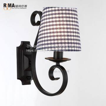 RM1426 Home Fabric Lamp shade Matt Black Modern fancy Wall Lamp