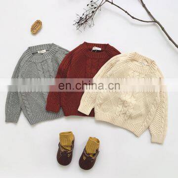 2020 autumn new ins baby girl pullover sweater twist rhombus sweater