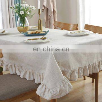 European-style Tablecloth Cotton Linen Lotus Edge Table Cloth Cover Rectangle Table Cloth photo-4