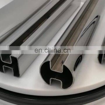 Custom made 201 304 316 301 stainless steel slotted railing pipes square grooved slot tube pipe